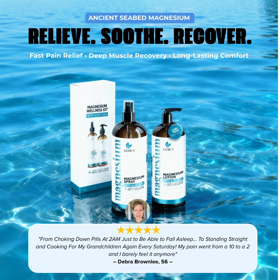Magnesium Oil Dual Relief System - Fast-Acting Spray (12oz) + Deep Massage Lotion (8oz)